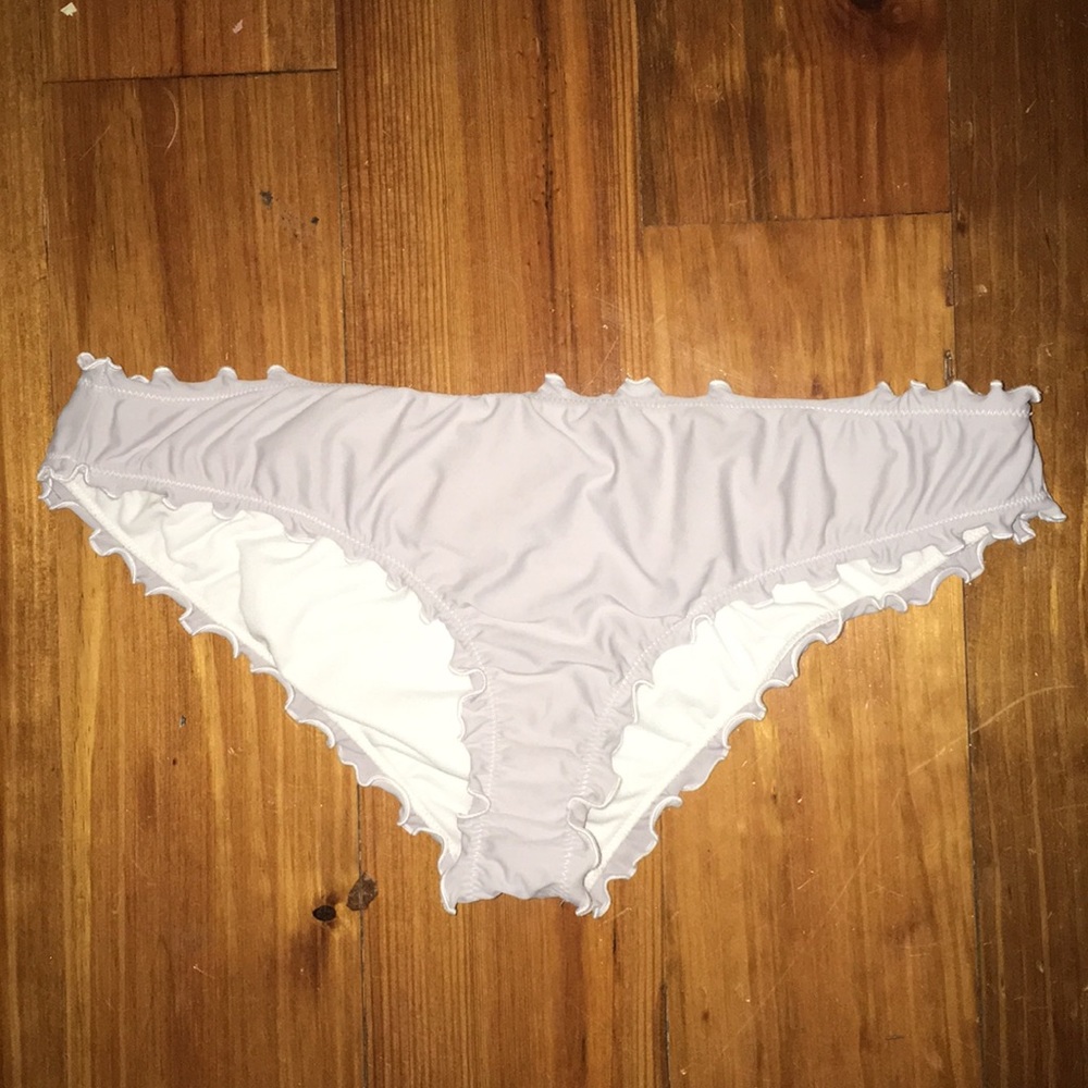 White, Ruffled Hollister Bikini Bottoms